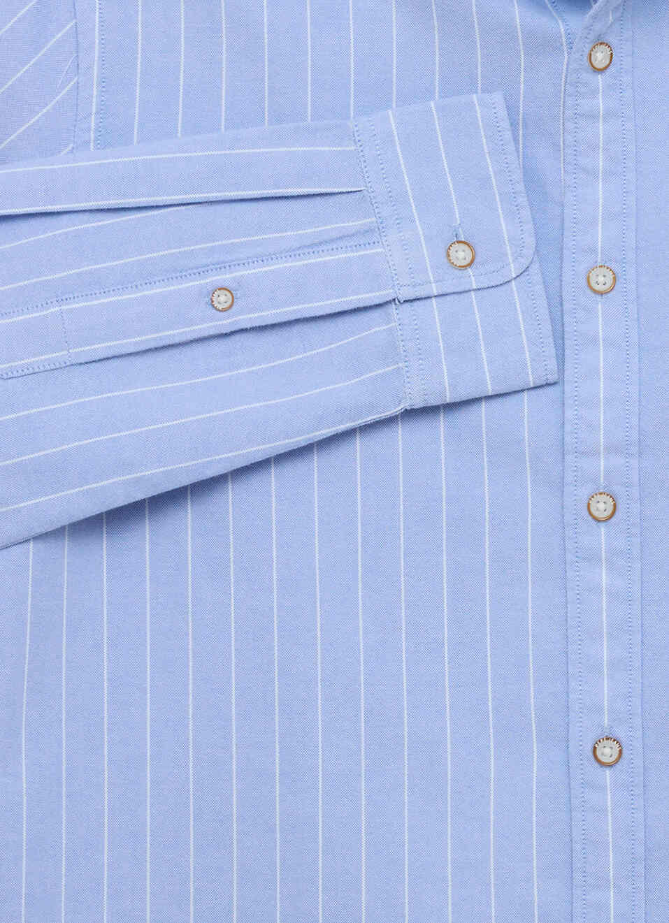Men Blue Striped Oxford Long Sleeve Shirt, , large image number 7