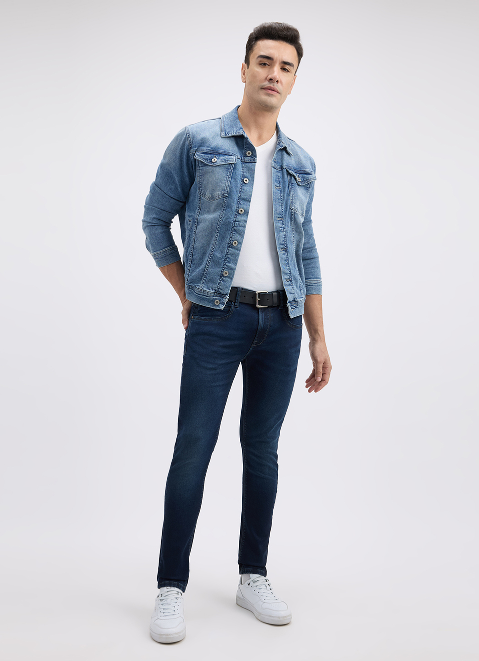 Men Blue Mid Rise Tapered Gymindigo Jogger Like Jeans, , large image number 1