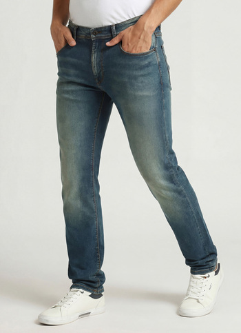 Vapour Dark Blue Mid Rise Slim Fit Powerflex Jeans