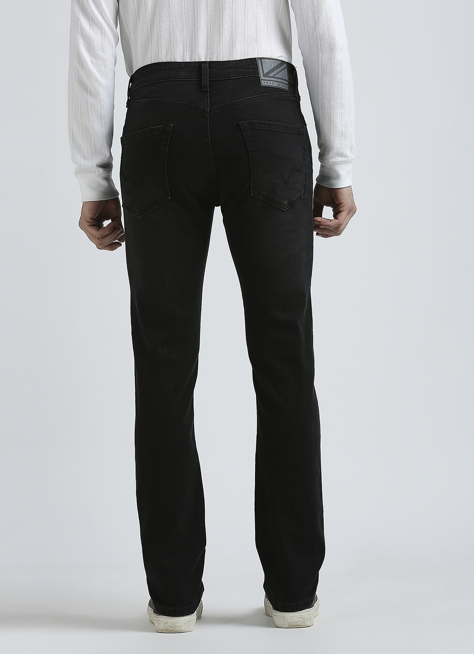 Men Black Mid Rise Straight Jeans, , large image number 3