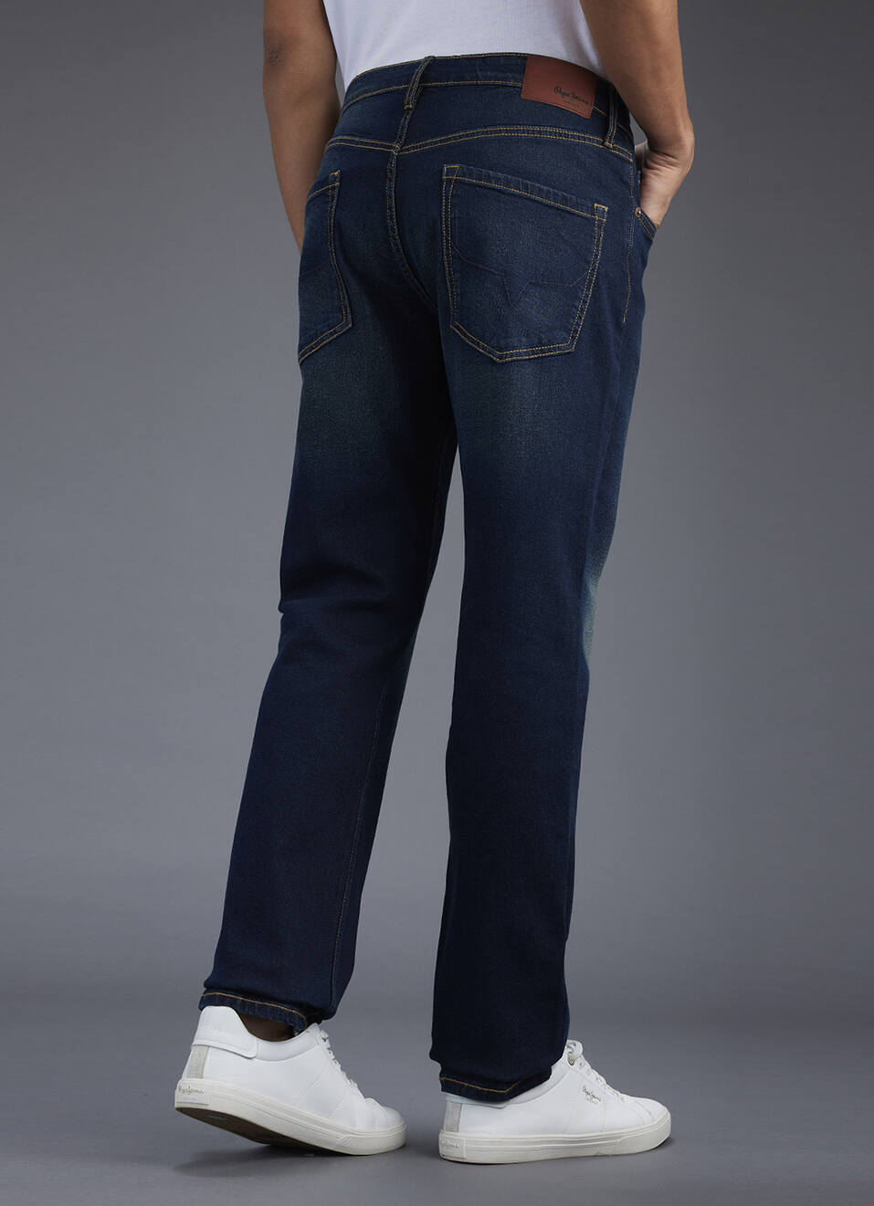 Men Blue Straight Fit Mid Rise Stretchable Jeans, , large image number 3