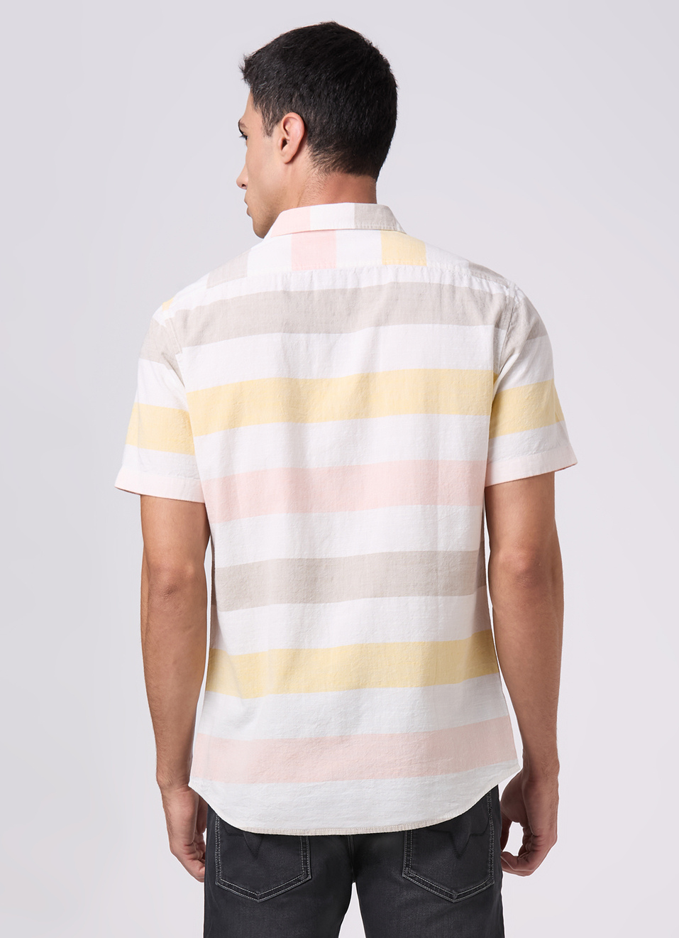 Men White Striped Shirt, , large image number 2