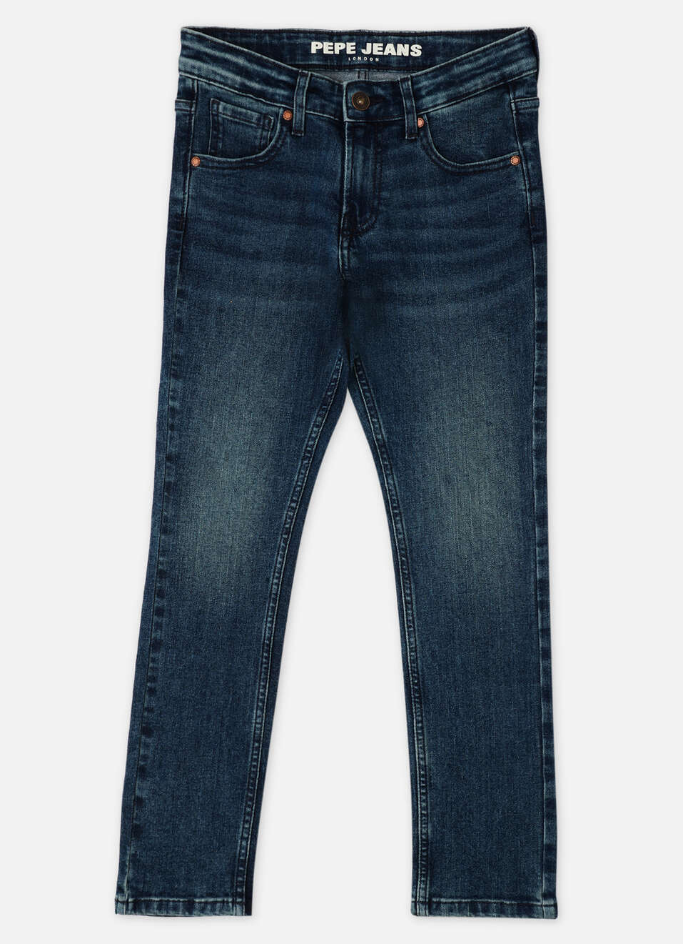 Boys Rivet Blue Mid Waist Straignt Jeans, , large image number 0