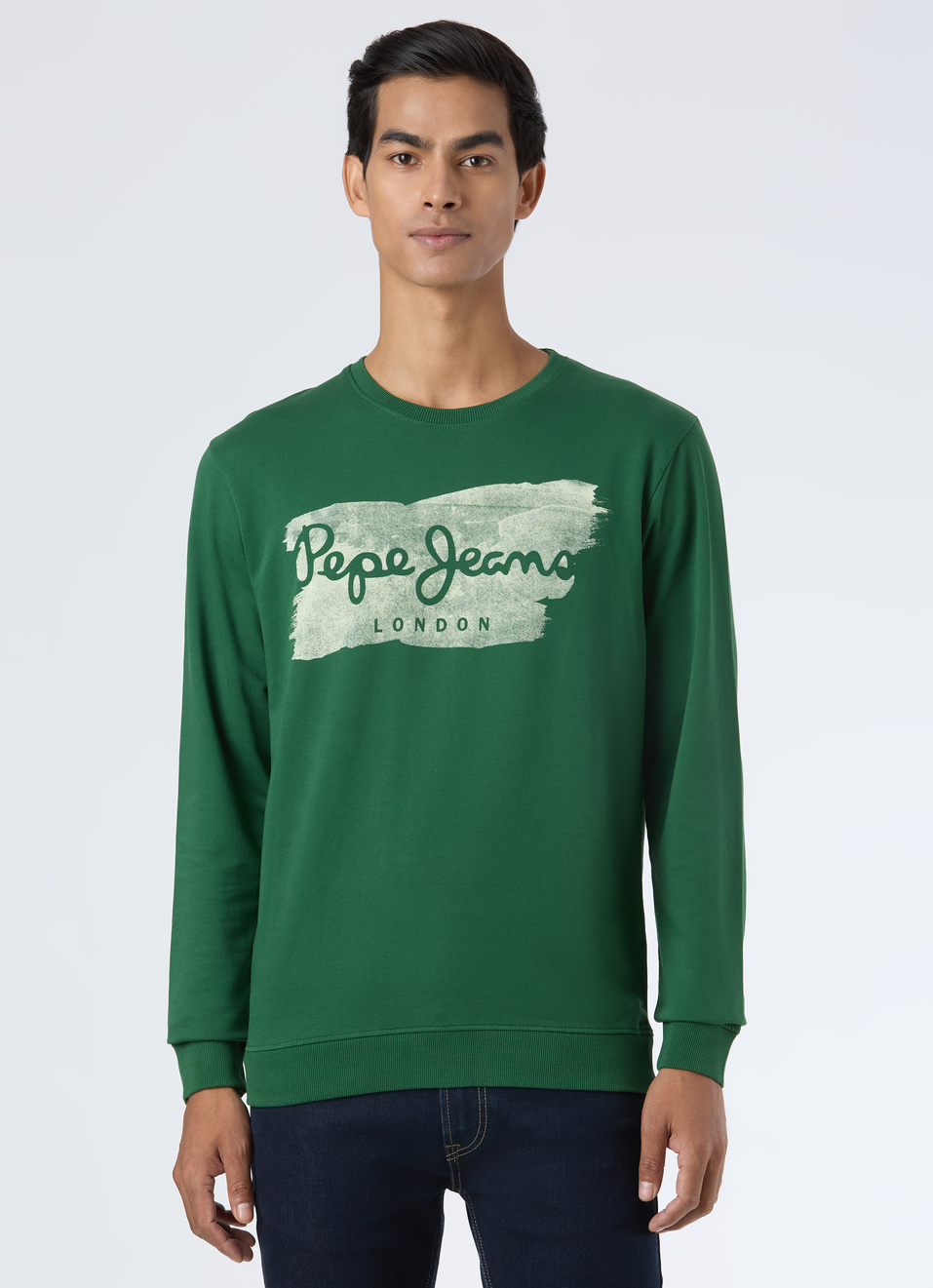 Men Ivy Green  Brushstroke Logo Print Sweatshirt, , large image number 1