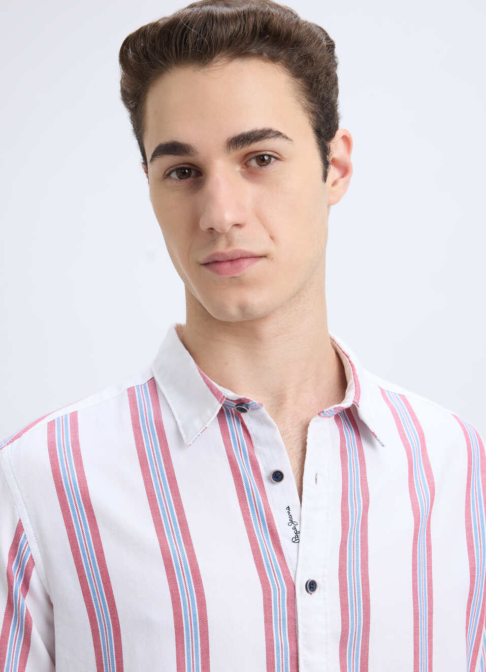 Men White Vertical Stripe Full Sleeve Shirt, , large image number 4