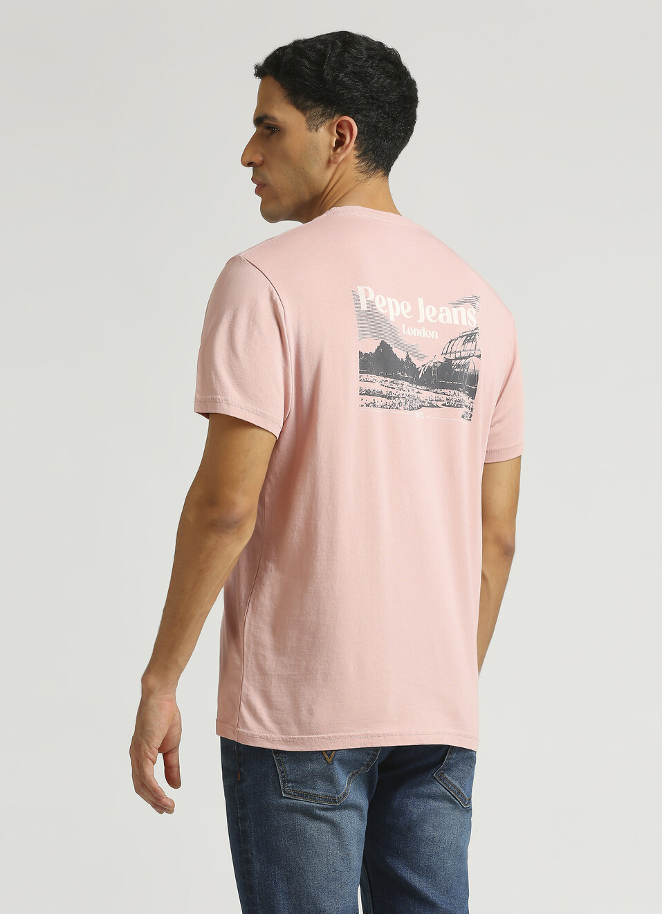 Pink Back Print Slim Fit Short Sleeve T-shirt, , large image number 2