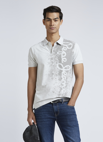 Ecru Ribbed Collar Short Sleeves Polo