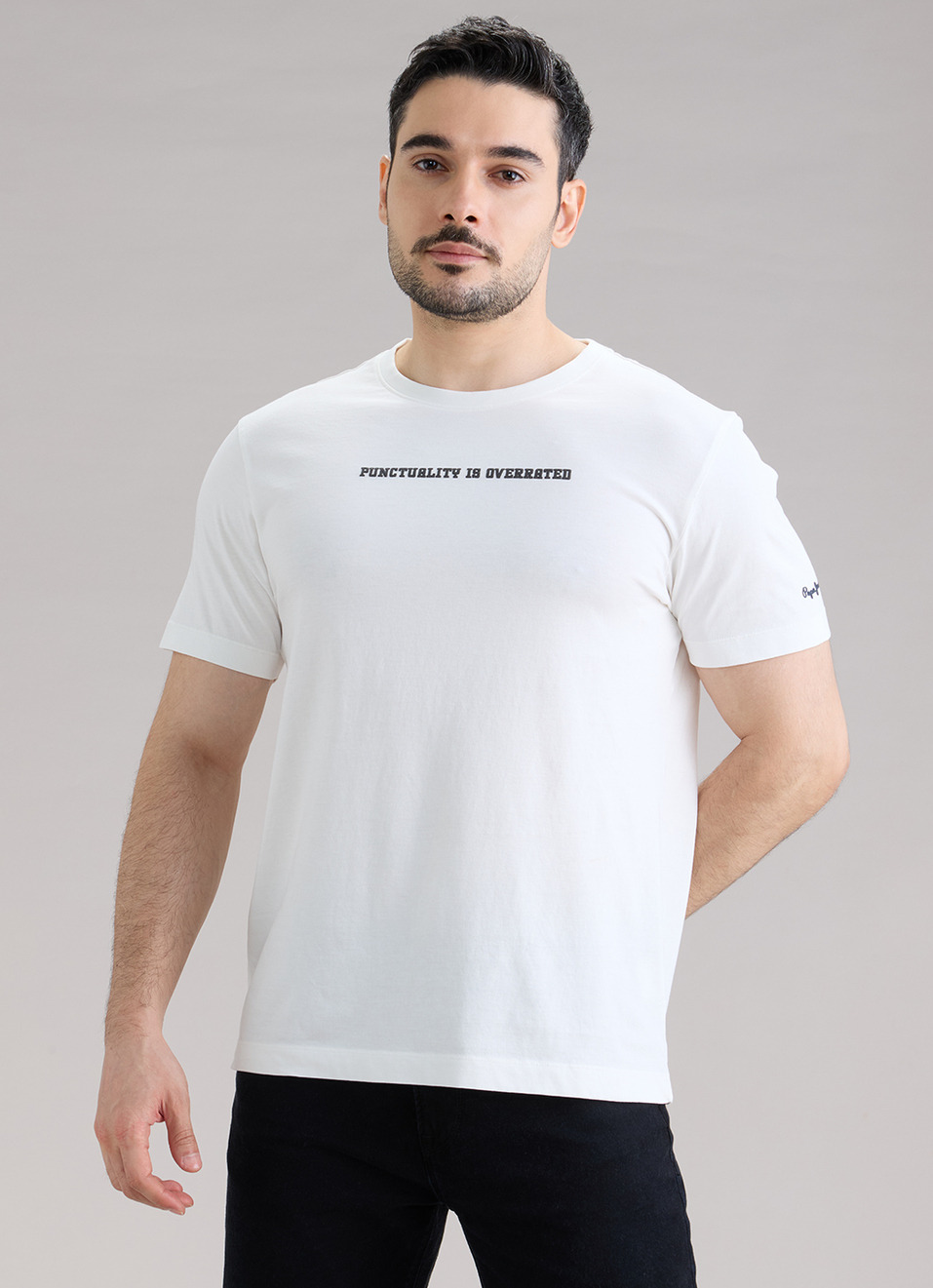 Men White Printed Relaxed Fit Short Sleeve T-shirt, , large image number 1
