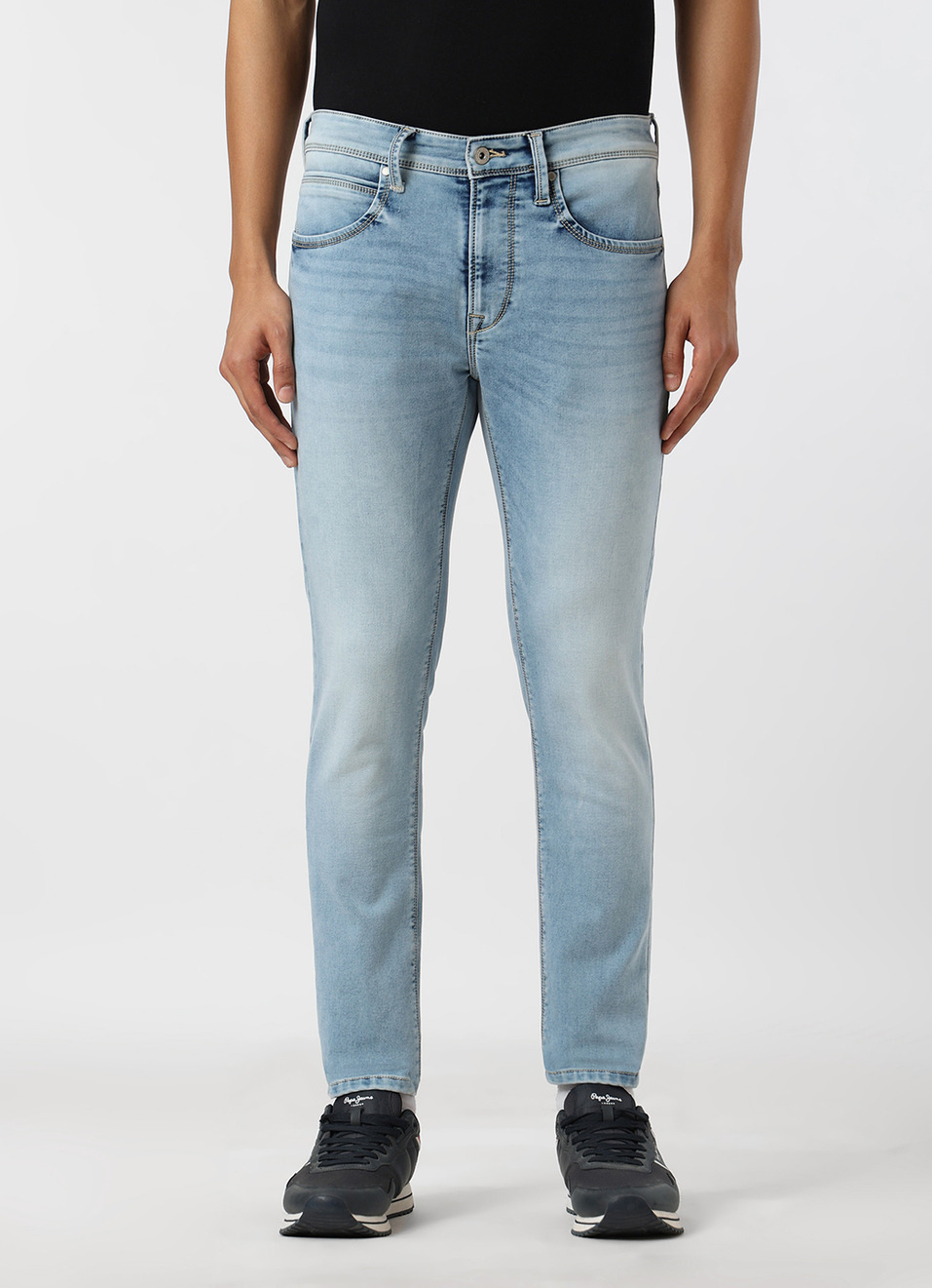 Men Light Blue Mid Rise Slim Fit Gymindigo Jeans, , large image number 6
