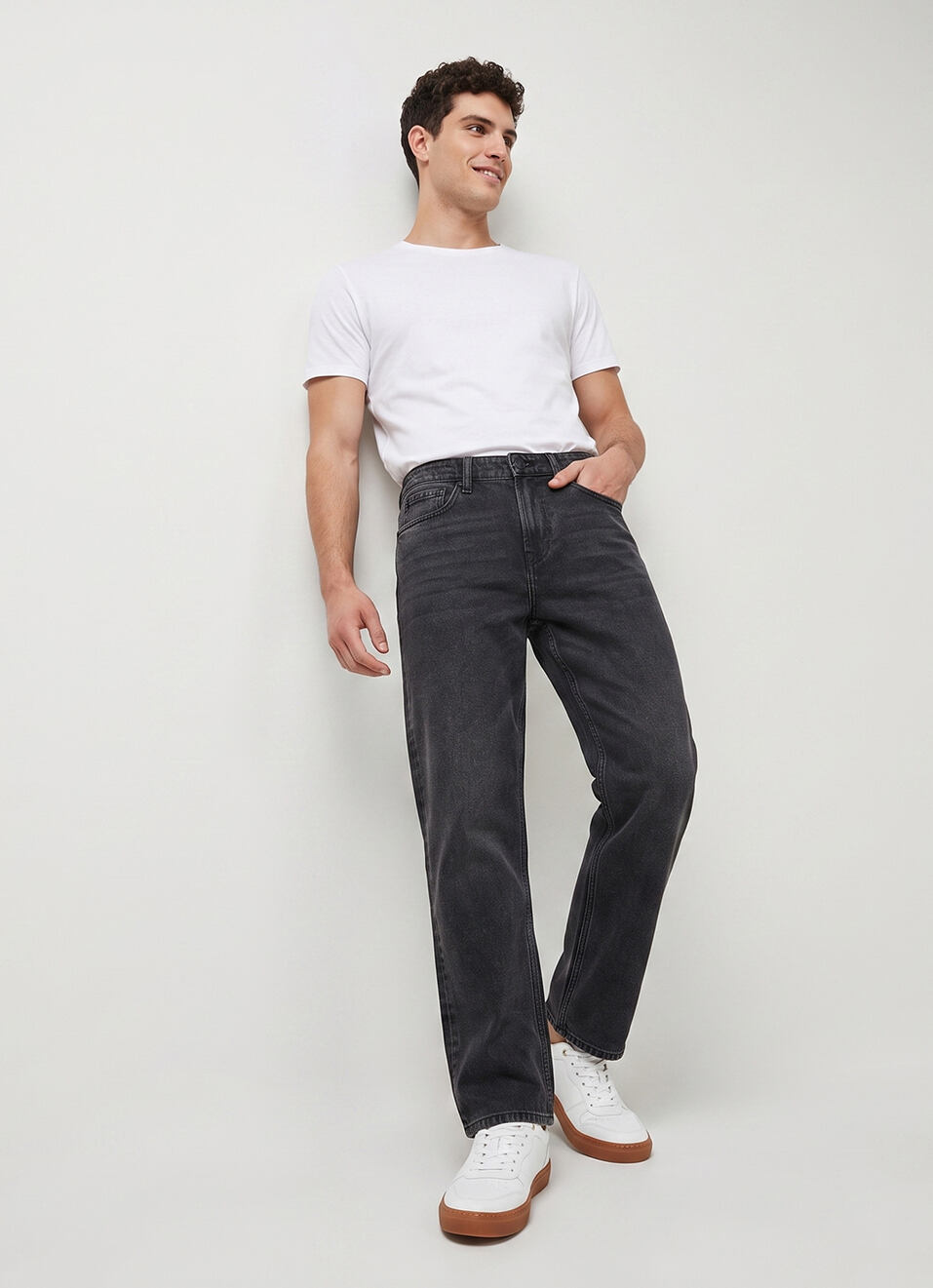 Men Grey Straight Fit Mid Rise Jeans, , large image number 7
