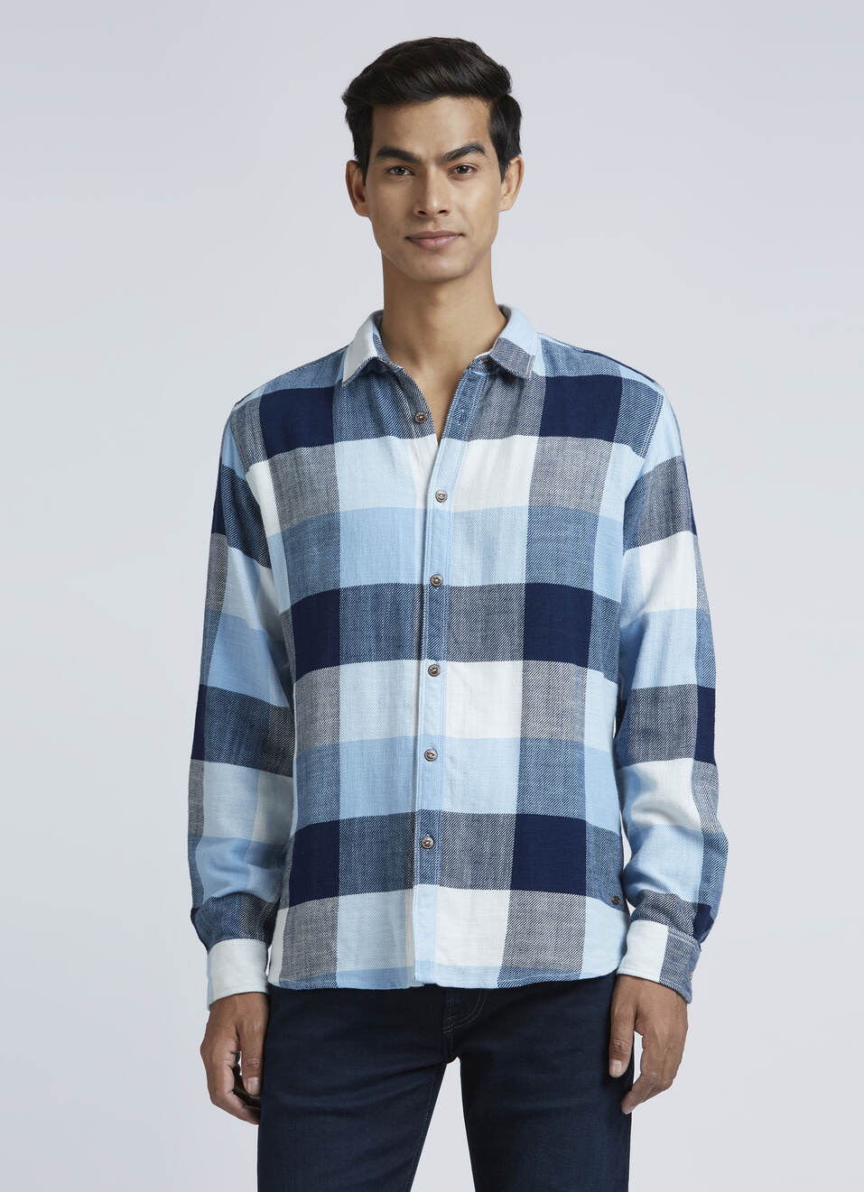 Blue Checks Full Sleeve Shirt, , large image number 1