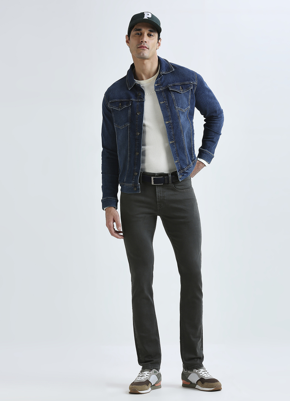 Vapour Green Mid Waist Jeans, , large image number 1