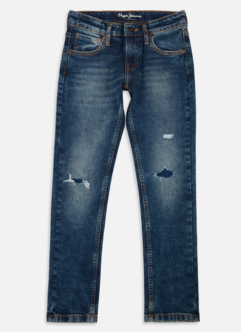 Boys Cashed Blue Mid Rise Slim Jeans
