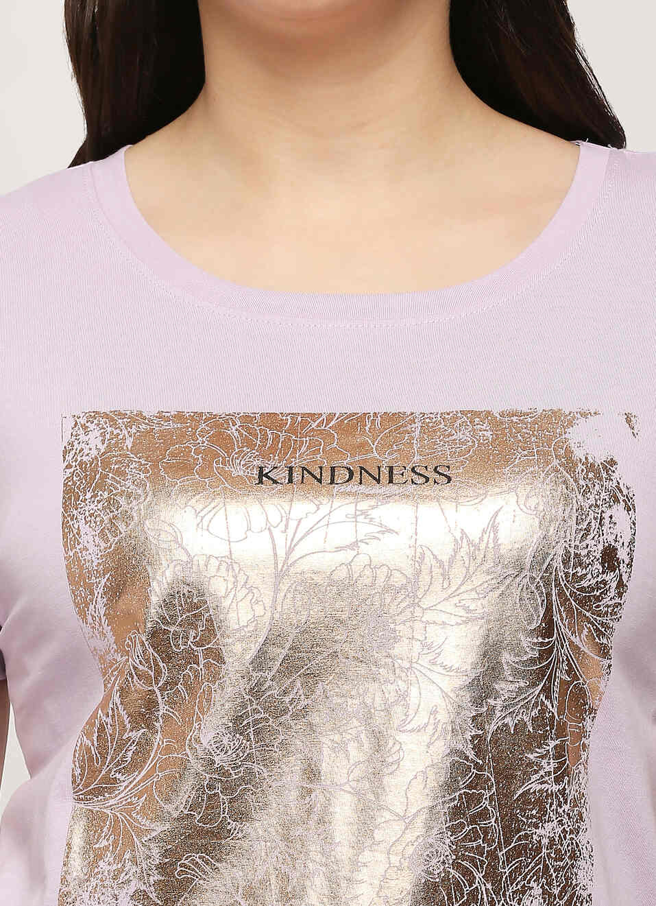 Lilac Round Neck Short Sleeve T-shirt, , large image number 4