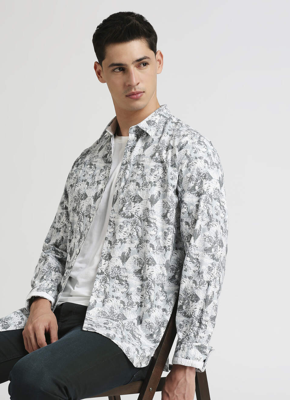 Mint Tropical Print Premium Long Sleeve Shirt, , large image number 0