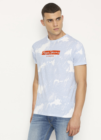 Blue All-over Abstract Printed Tee