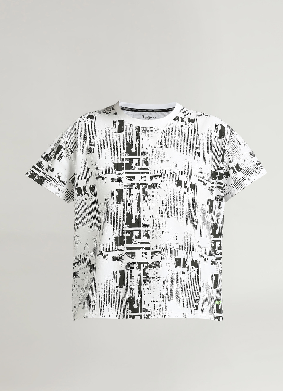 White Abstract Aop Print Short Sleeve T-shirt, , large image number 6