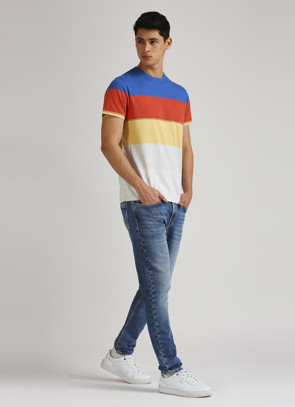 Multicolour Summer Stripes Short Sleeve T-shirt, , large image number 5