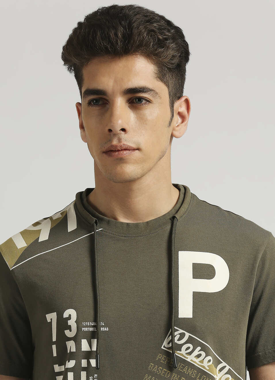 Military Green Typographic Print Short Sleeve T-shirt, , large image number 4