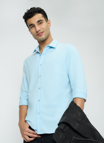 Men Blue Solid Shirt