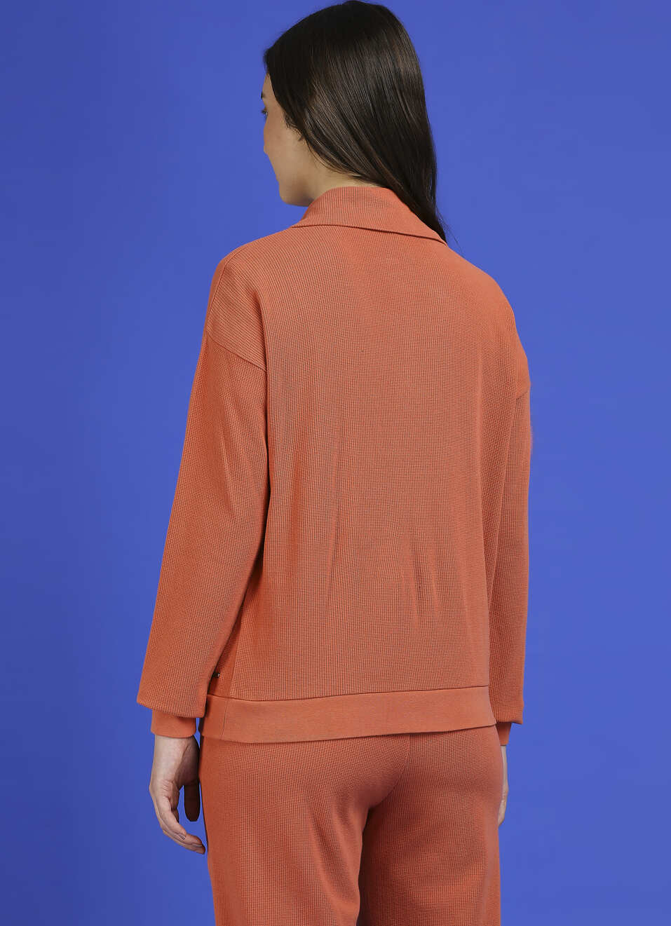 Orange High Neck Full Sleeve Sweatshirt, , large image number 2