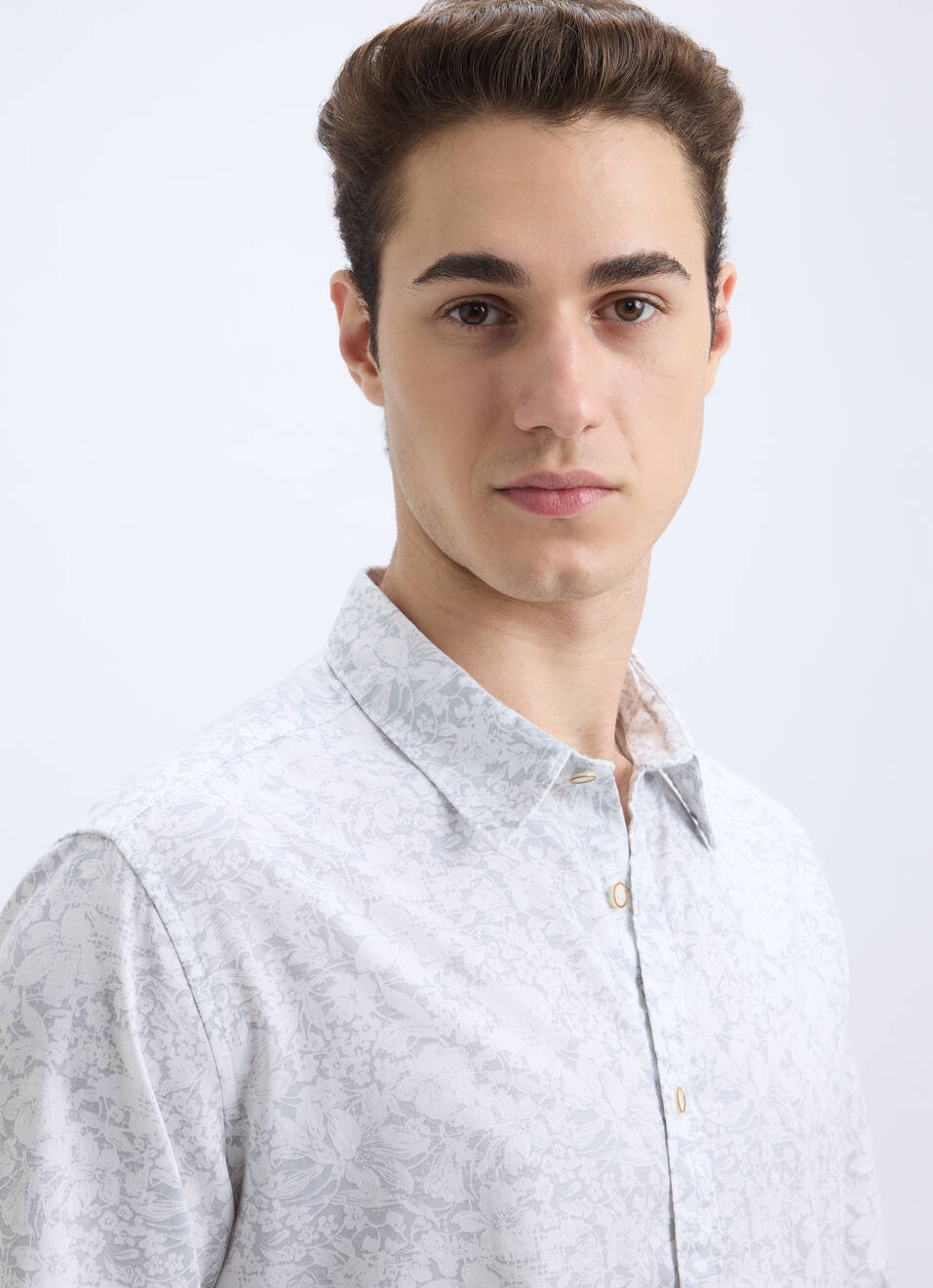 Men White Floral Print Full Sleeve Shirt, , large image number 4