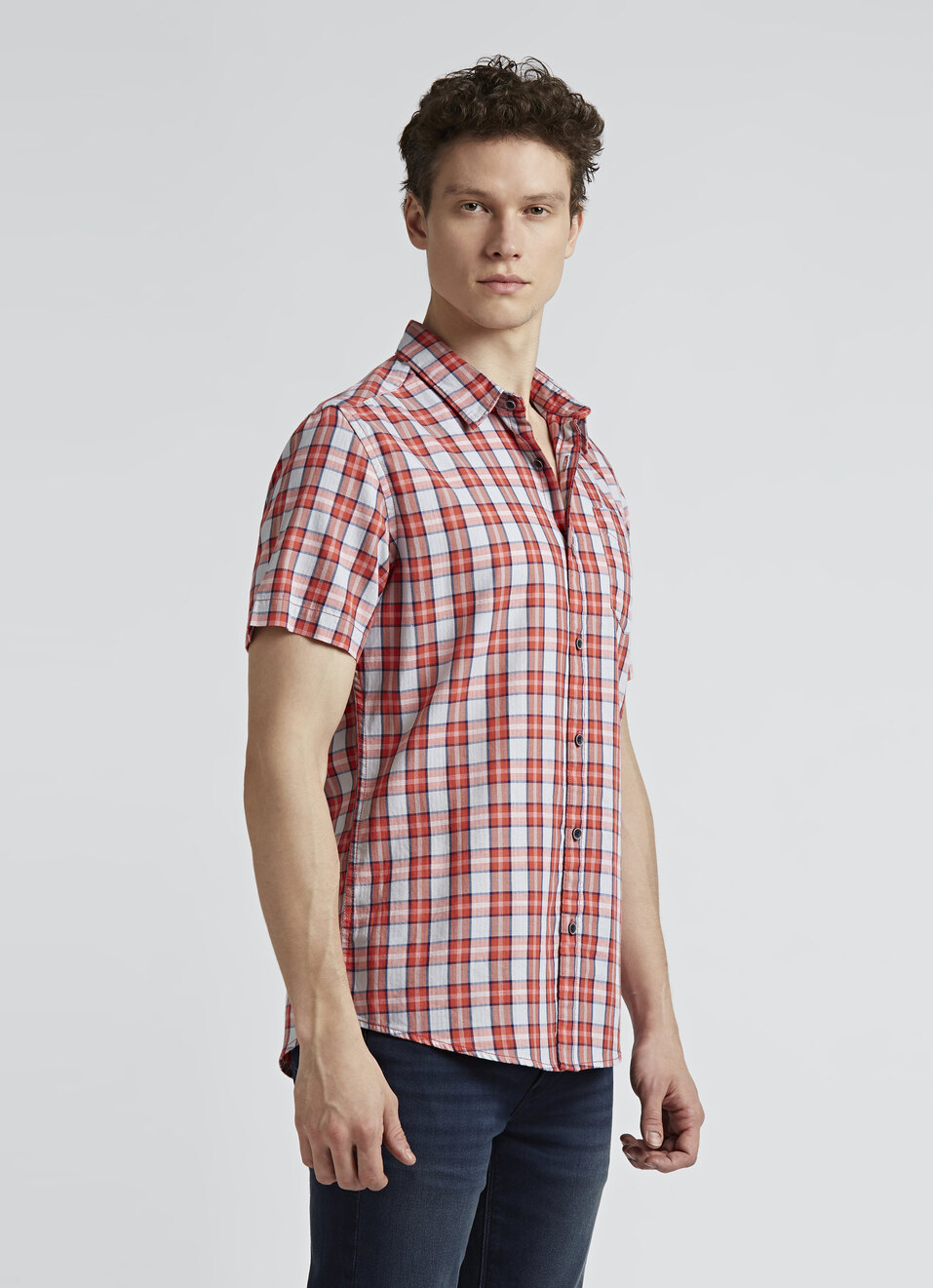 Orange Checks Short Sleeve Shirt, , large image number 3