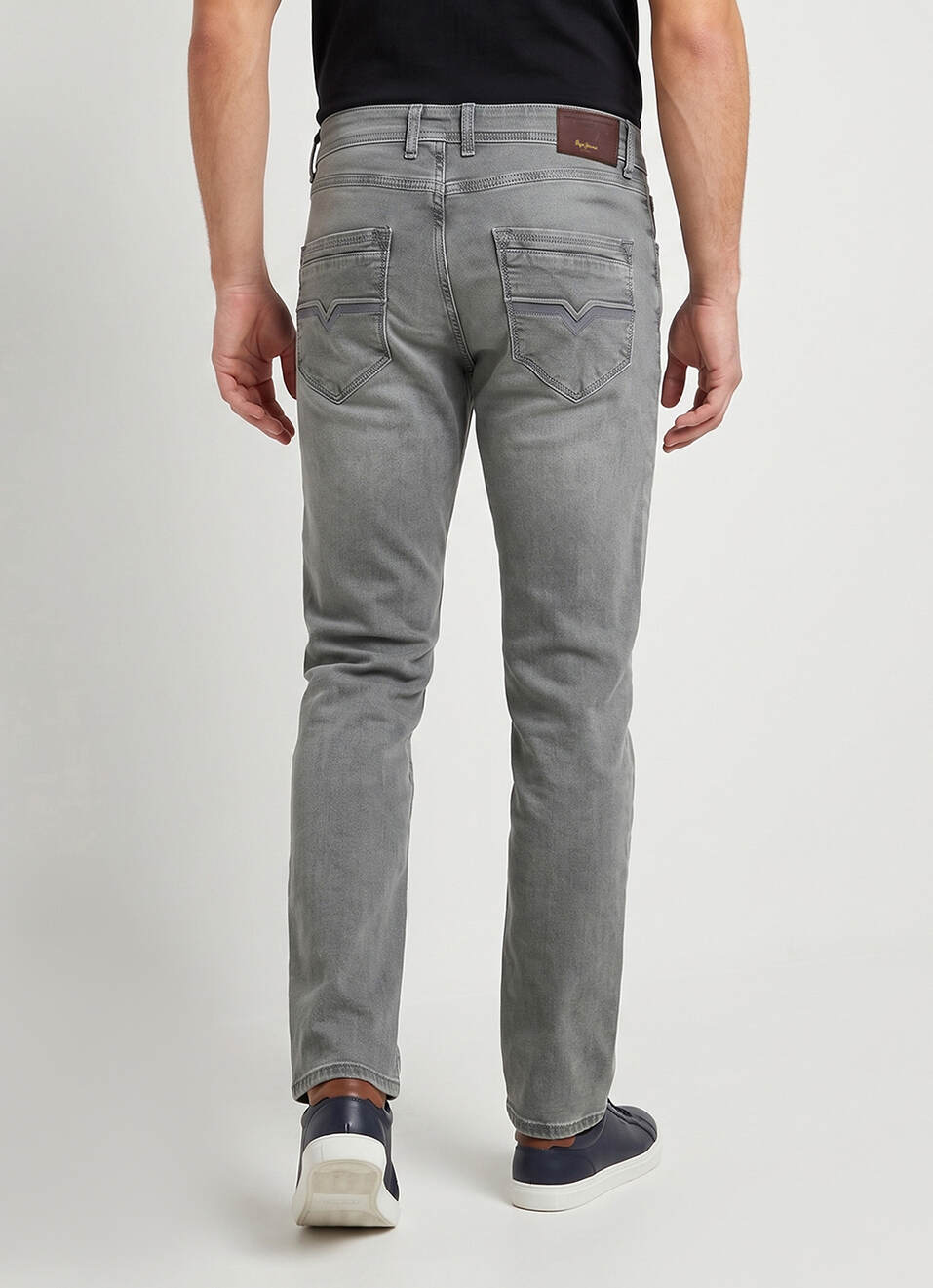Men Grey Straight Fit Stretchable Jeans, , large image number 3