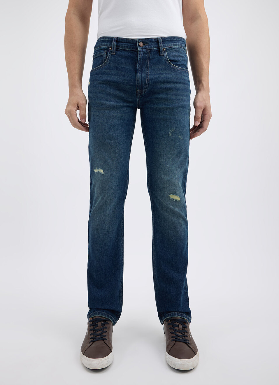 Men Blue Straight Fit Mid Rise Jeans , , large image number 2