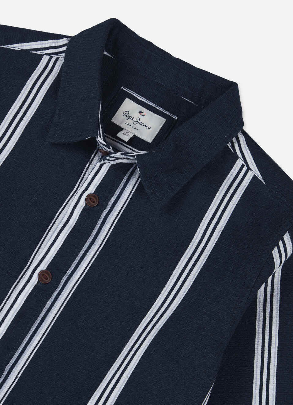 Boys Navy Vertical Stripe Full Sleeve Shirt, , large image number 2