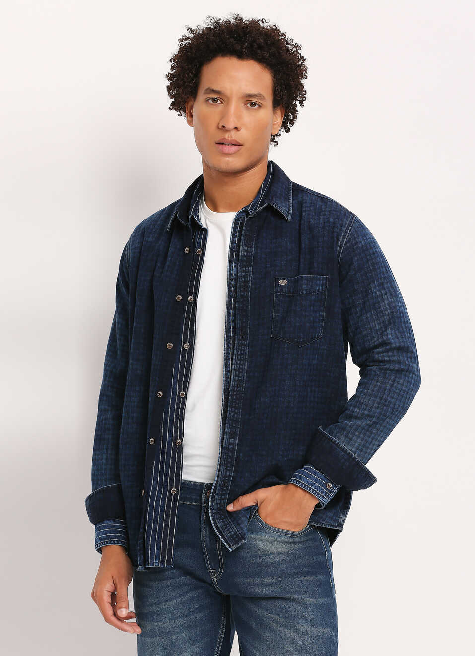 Indigo Checks Long Sleeve Shirt, , large image number 0