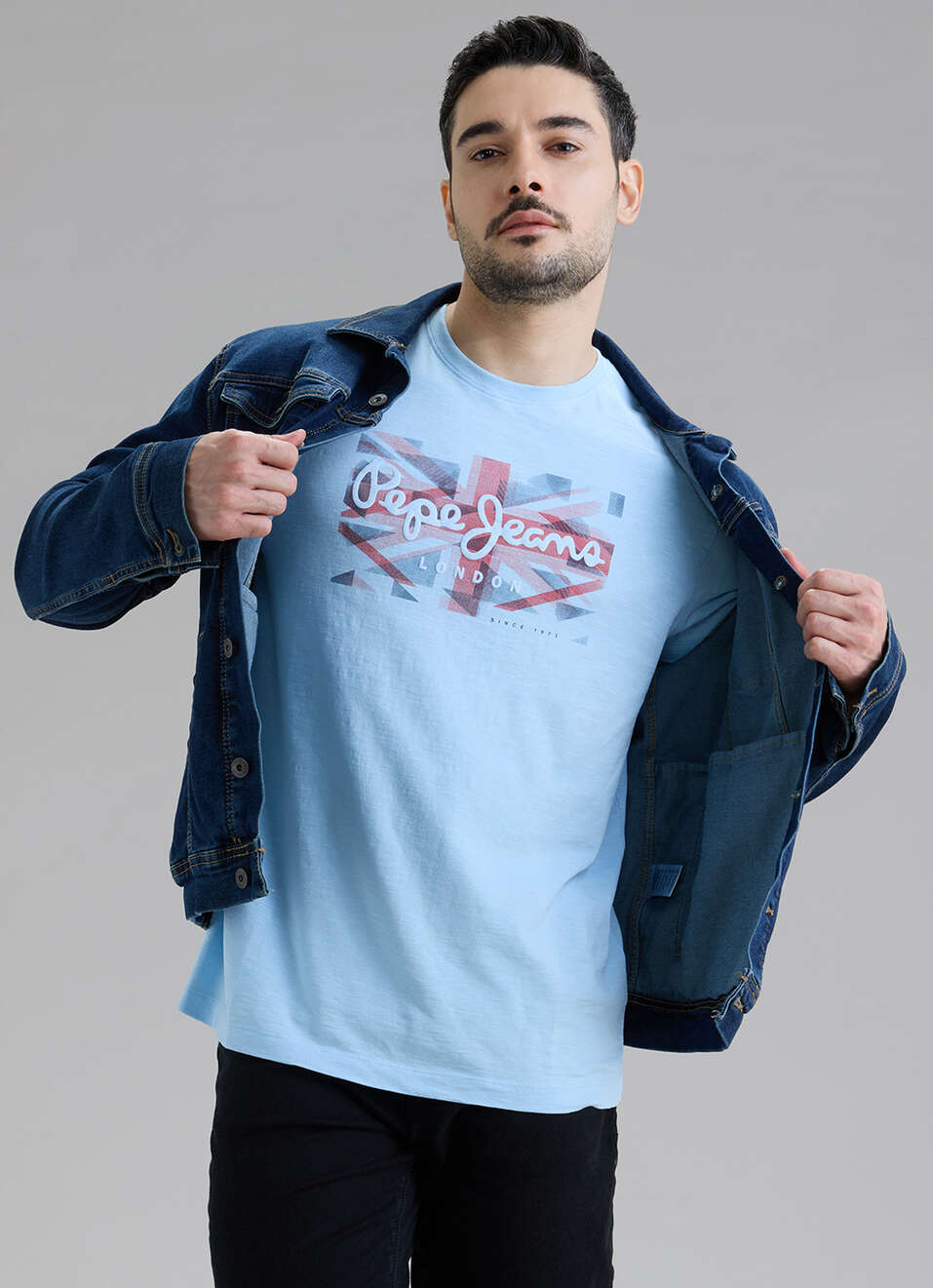 Men Blue Printed Slim Fit Short Sleeve T-shirt, , large image number 0