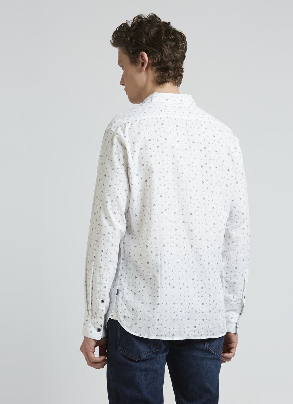 White Micro Print Full Sleeve Shirt, , large image number 2