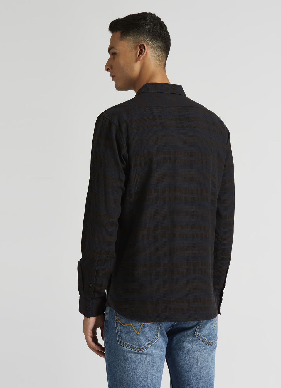 Black Yarn Dyed Checkes Premium Long Sleeve Shirt, , large image number 2