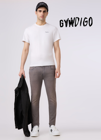 Men Grey Skinny Fit Ankle-length Gymindigo Jeans