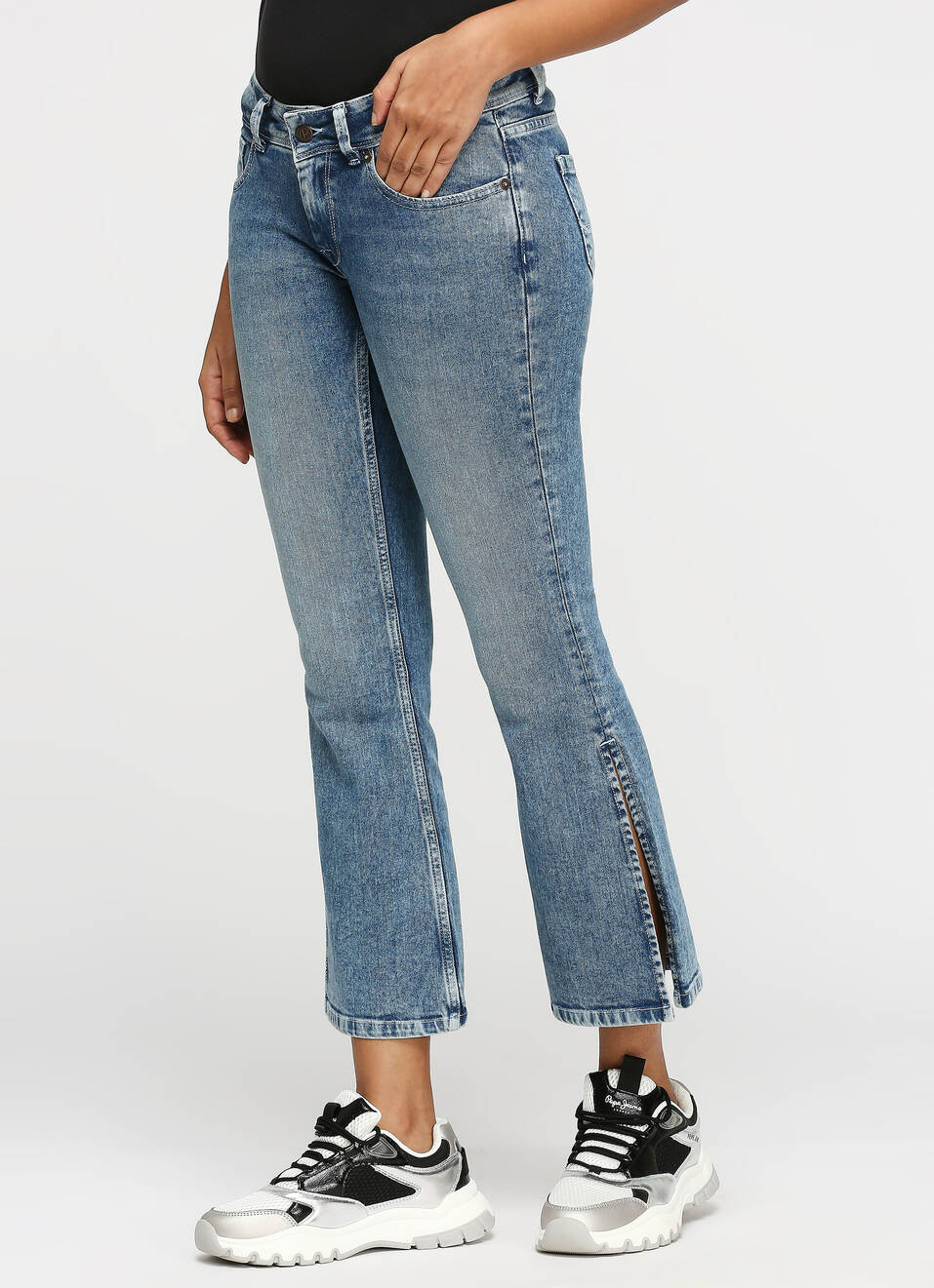 Blue Pimlico Mid Rise Flare Jeans, , large image number 3