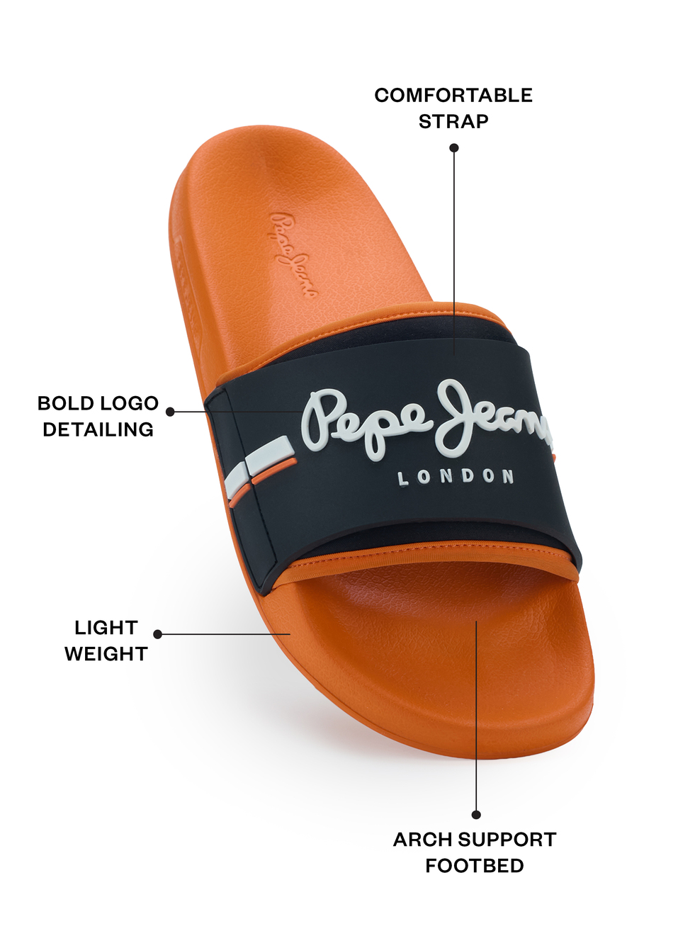 Men Orange Colorblock Slip-on Slides, , large image number 1