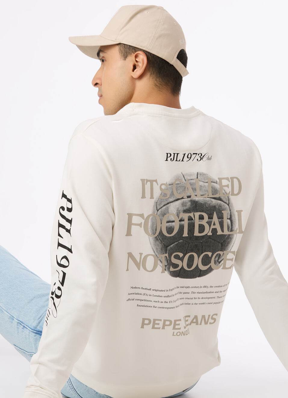 Men Off White Back Football Graphic Print Sweatshirt, , large image number 0