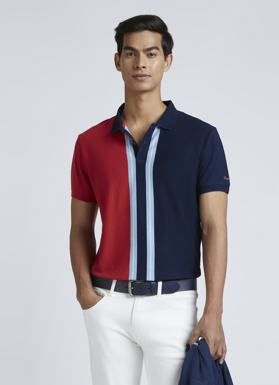 Blue Stripes Short Sleeve Polo, , large image number 0