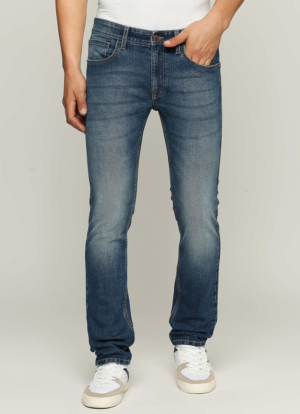 Vapour Blue Mid Rise Slim Fit Jeans, , large image number 2