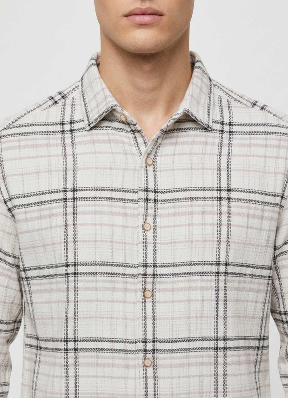 Men Beige Checked Dobby Long Sleeve Shirt, , large image number 4
