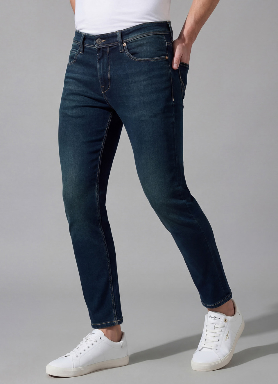 Men Blue Mid Rise Skinny Ankle Length Powerflex Extra Stretchable Jeans, , large image number 0