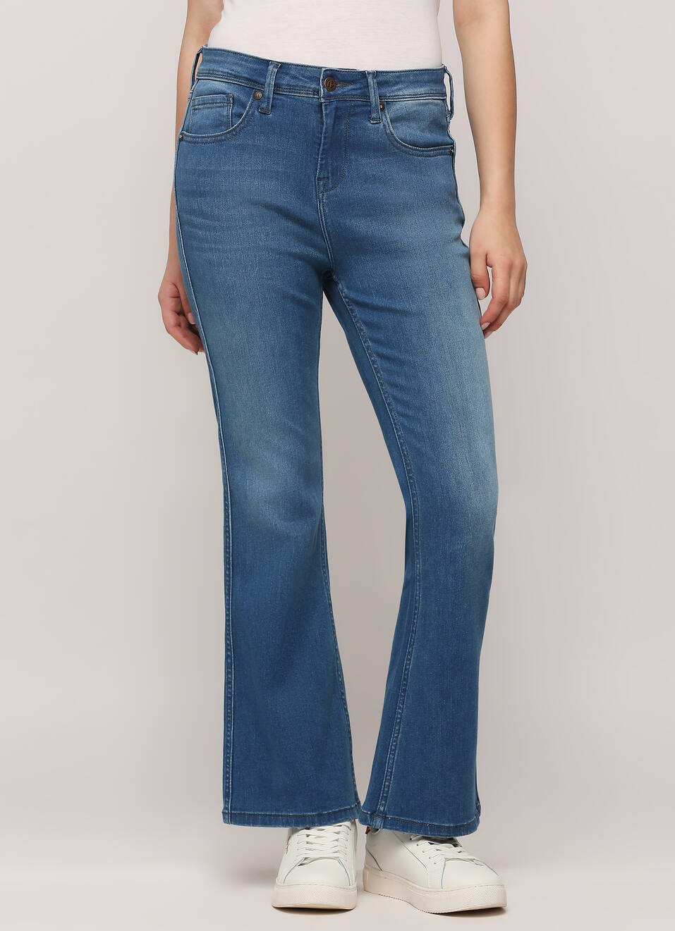 Dion Blue High Rise Flare Jeans, , large image number 1