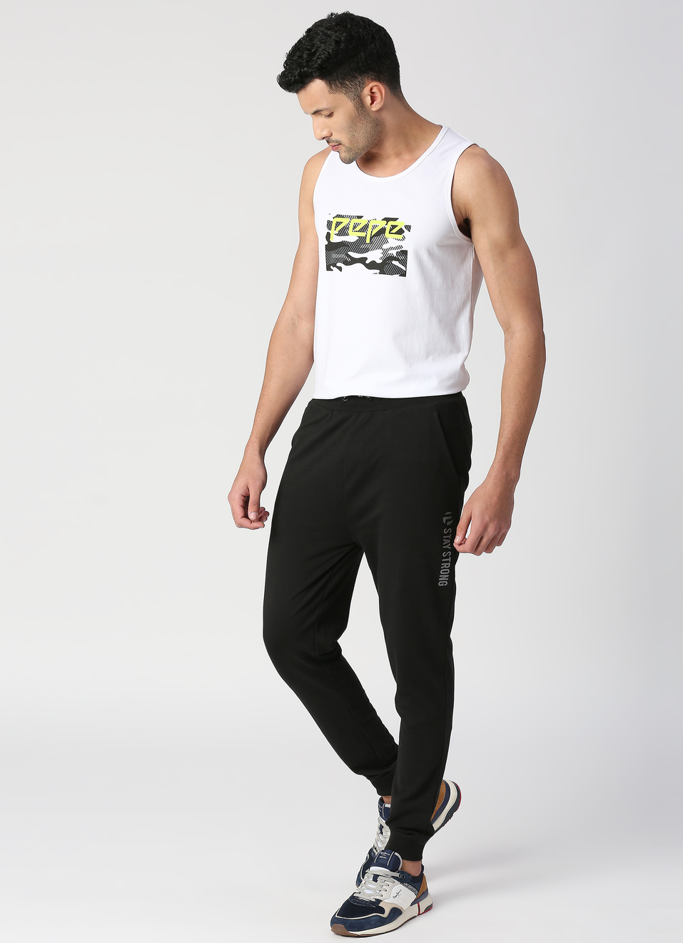 White Placement Print Muscle tee, , large image number 5