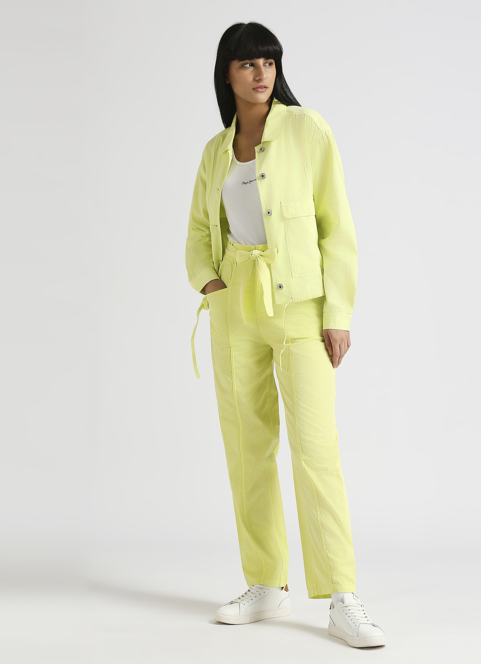 Lime Overdyed Utility Pockets Long Sleeve Shacket, , large image number 5