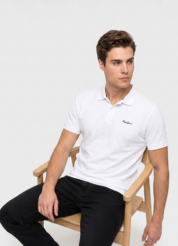 Men White Solid Short Sleeves Polo