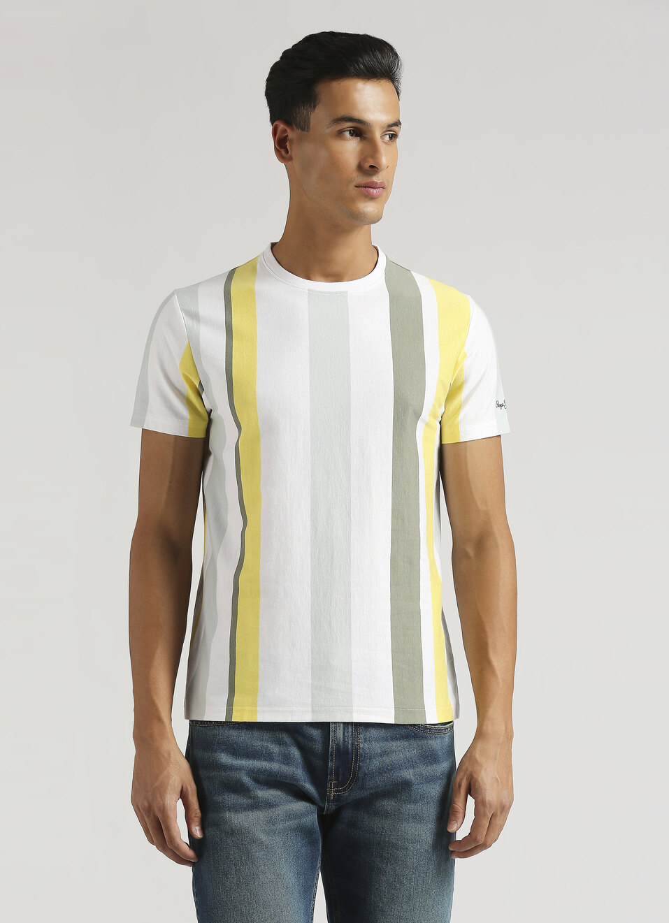 Yellow Trendy Striper T-shirt, , large image number 1