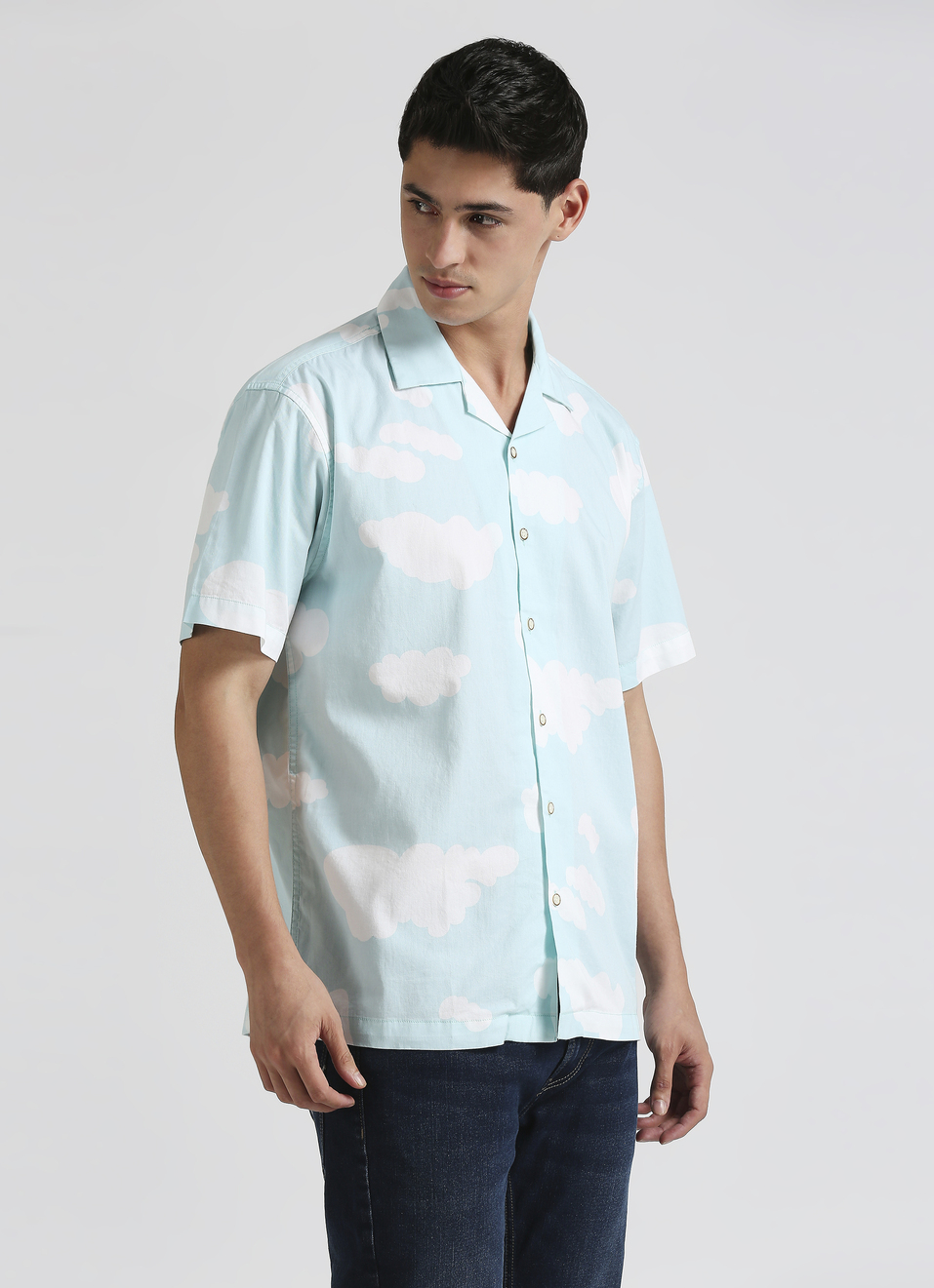 Blue All Over Printed Resort Collar Shirt, , large image number 2