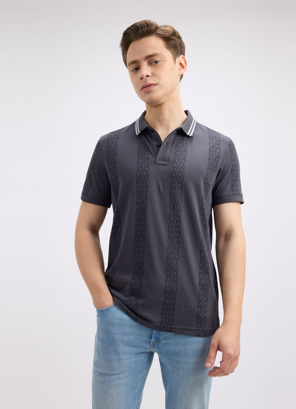 Men Grey Botanical Print Short Sleeve Shirt, , large image number 1
