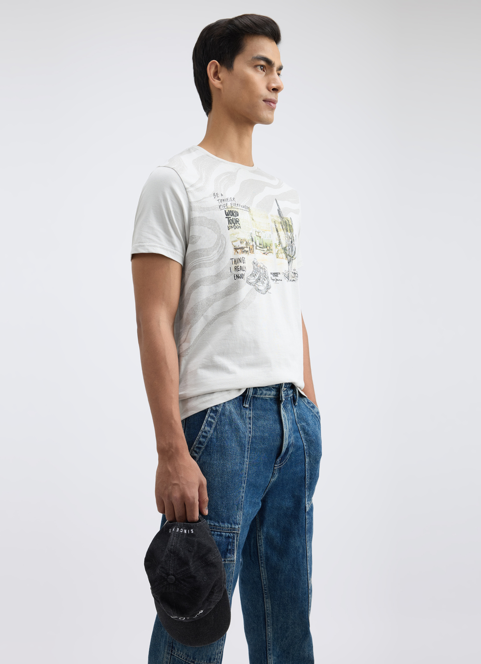 Men Grey Graphic Print Short Sleeve T-shirt, , large image number 0